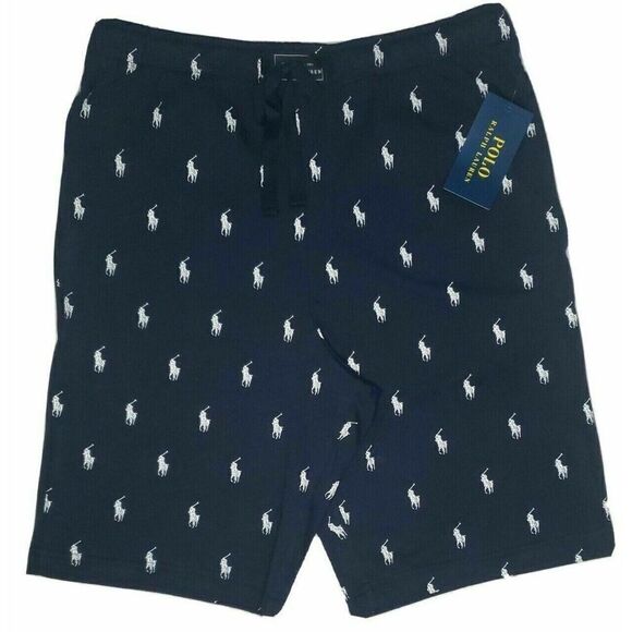 Polo Ralph Lauren Men's Sz Small Navy "All Over Pony Print" Cotton Sleep Shorts - Picture 1 of 3